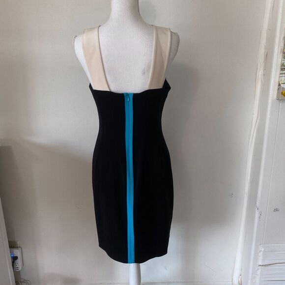 Jay Godfrey Black & Cream Strap Colorblock Sheath Bodycon Blue Zipper Mini 10 - Picture 7 of 14